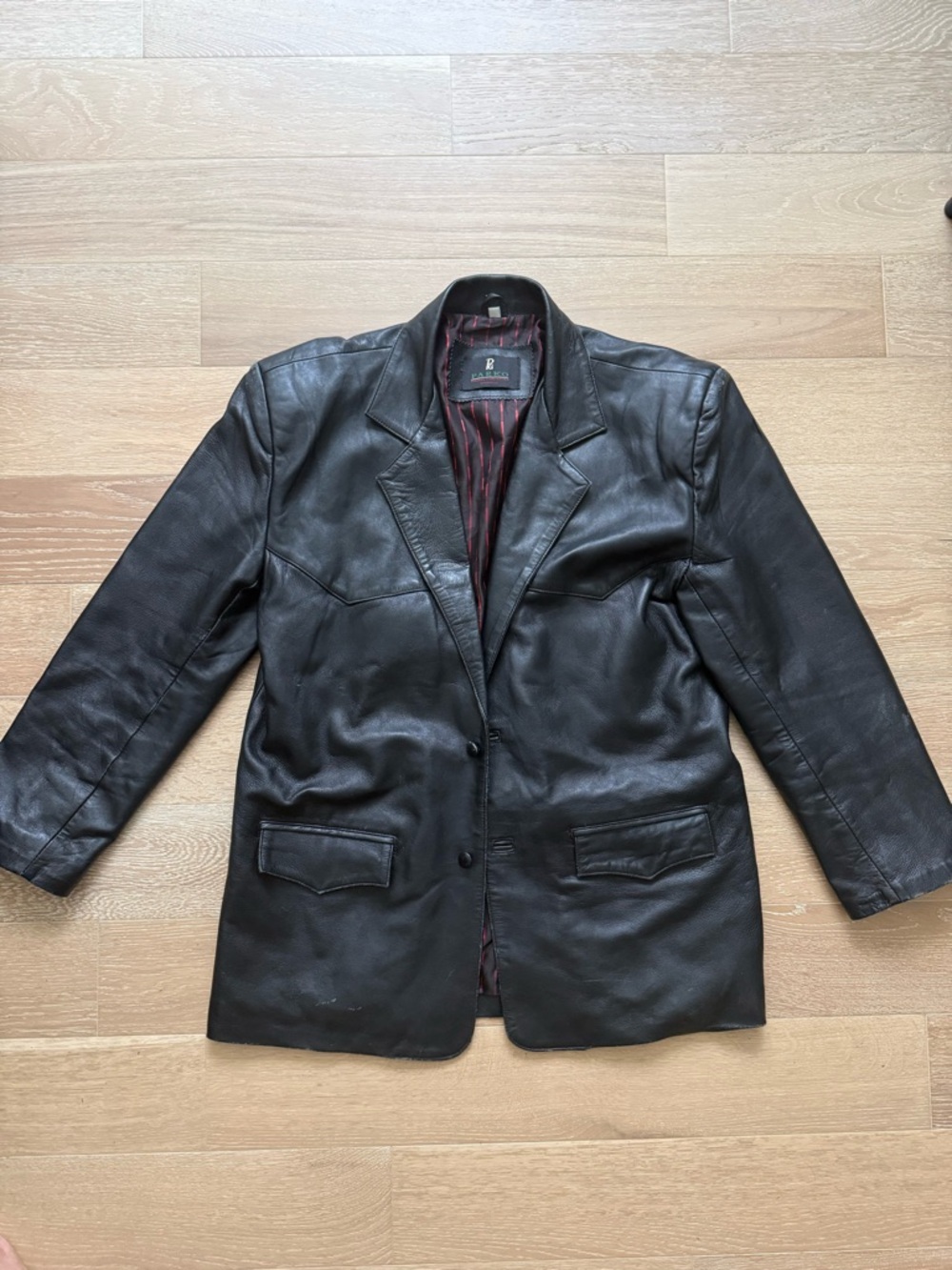 Vintage Black Leather Blazer Jacket